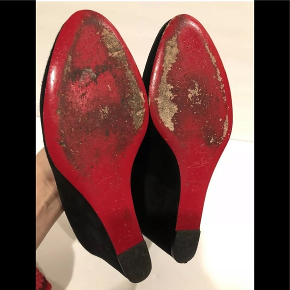 Christian Louboutin suede wedge pumps black 37/6.5 - Picture 7 of 8